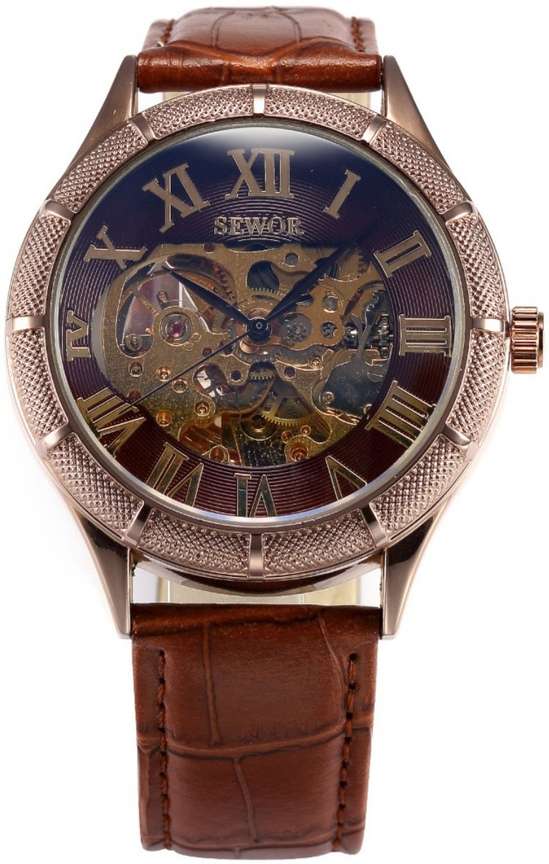 SEWOR 3 Genuine Leather Transparent Mechanical Skeleton Hand Wind Wristwatch Analog Watch For Men Buy SEWOR 3 Genuine Leather Transparent Mechanical Skeleton Hand Wind Wristwatch Analog Watch For Men