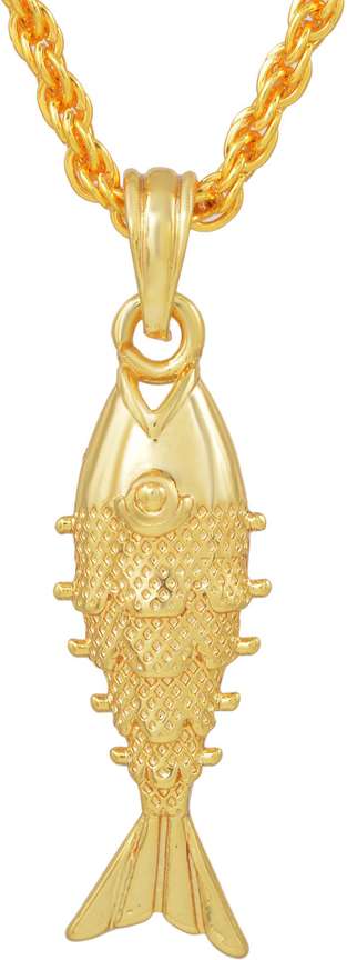 morir Gold Plated Brass Fish Gold Fish Animal Charm Rope Chain Pendant Locket Necklace Temple Jewellery For Men And Women Gold plated Brass Pendant Price in India Buy morir Gold Plated Brass