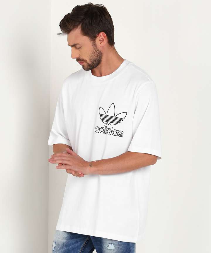 ADIDAS ORIGINALS Printed Men Round Neck White T Shirt