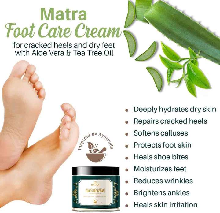 Matra Foot Cream for Cracked Heels and Dry Feet with Aloe Vera Tea Tree Oil