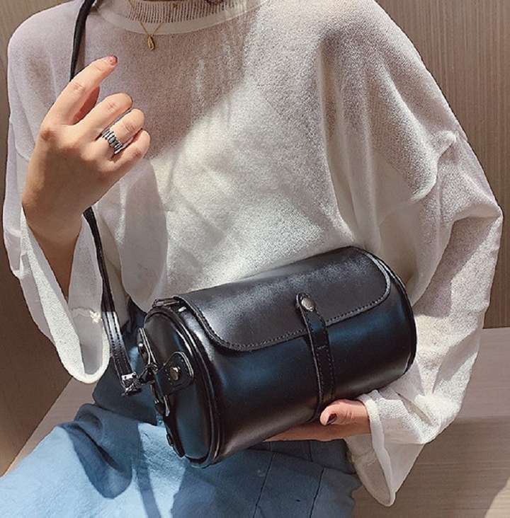 EVAARRO Black Sling Bag Girls Retro Cylinder shaped MINI PU Leather Shoulder Bag BLACK Price in India Flipkart