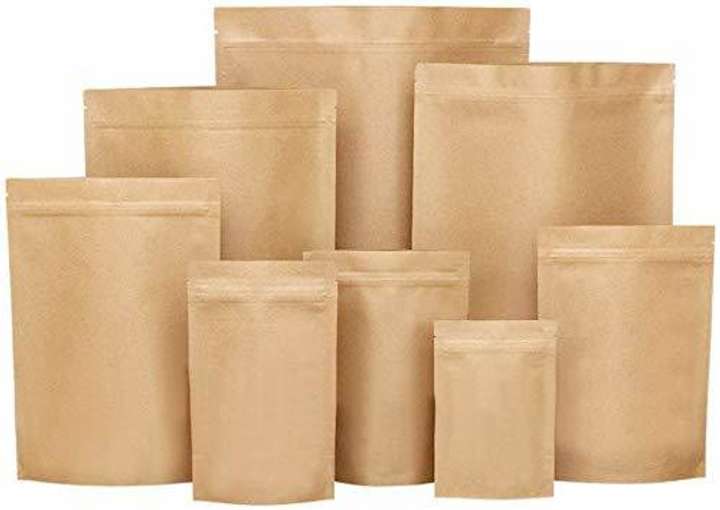 IMPULSE Brown Kraft Stand Up Paper Pouch Bags Reusable Zip Lock Paper Pouch Multi Purpose Storage 150gm 140mm W x 220mm H x 40mm 40mm BG Paper Storage Pouch Price in India Buy