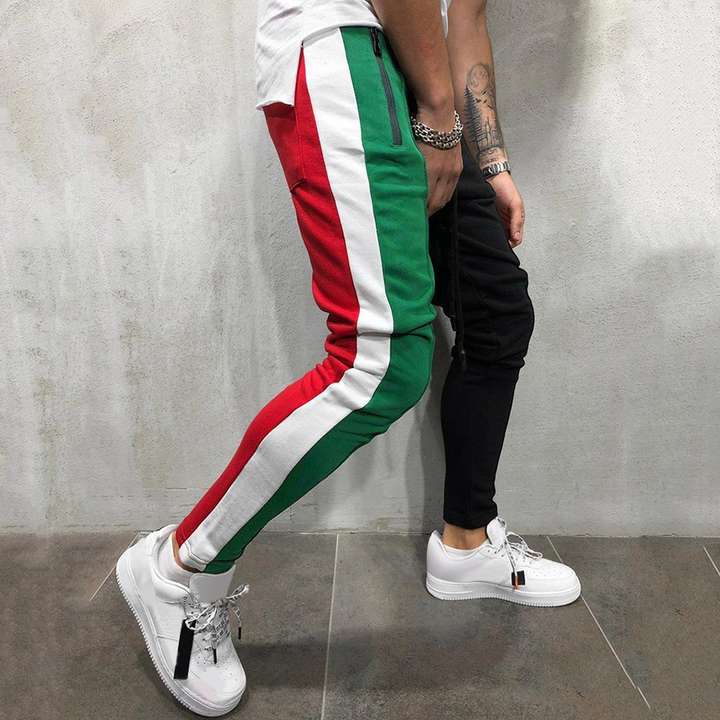 Track pants green and red discount