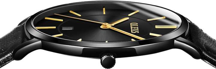 Buy OLEVS OL W BR 003 quartz black genuine leather ulta thin Analog Watch For Men Casual Japanese Quartz Slim Watches for Men Ultra Thin Fashion Minimalist Stainless Steel Bezel Buckle Breathable Leat...