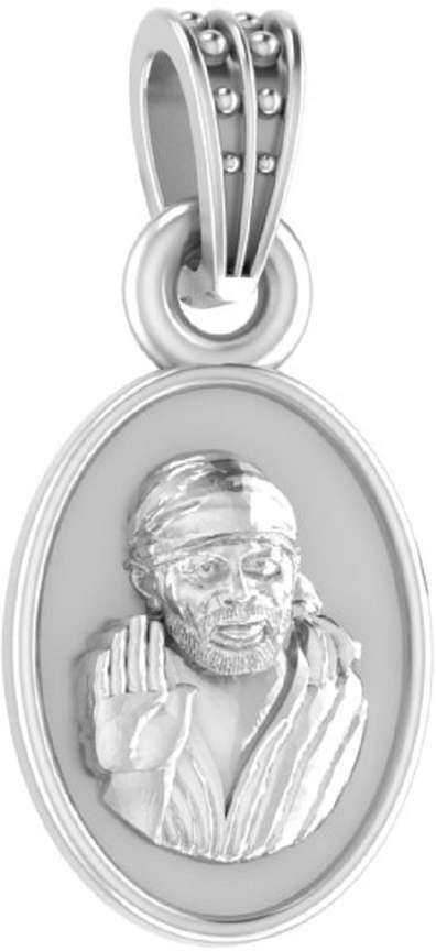 Akshat Sapphire Sterling Silver 92.5 purity God Sai Baba Chain Pendant Pendant with Snake Chain for Men Women Pure Silver Sai ji Chain Locket for Good Health Wealth Sterling Silver