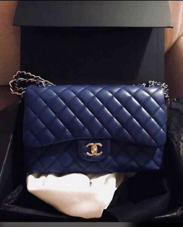 Chanel Blue Sling Bag Jumbo Caviar Quilted Flapover Sling HandBag For Women 13 8 5 Inch Dark Blue Price in India Flipkart