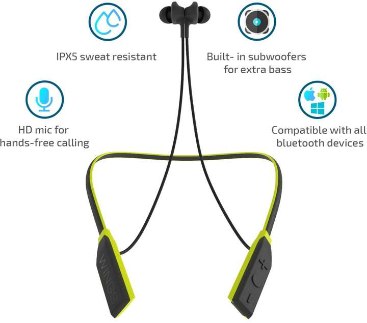 Wings glide neckband latest bluetooth 5.0 wireless earphones 2025