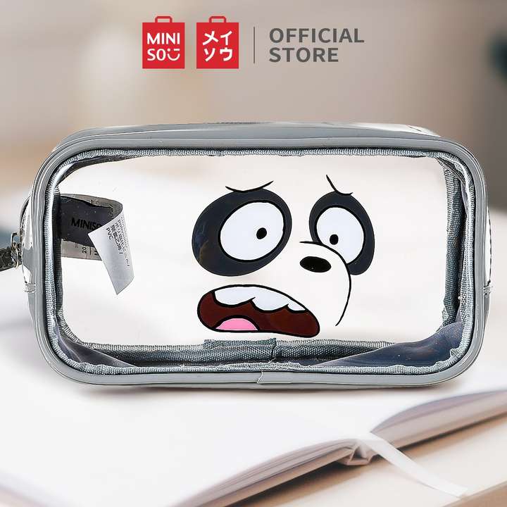 MINISO We Bare Bears Optical Cosmetic Bag Portable Makeup Pouch for Womens Multifunctional Bag Grey Cosmetic Bag Grey Price in India Flipkart