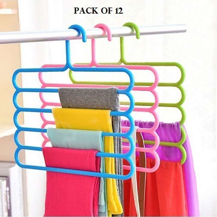 Ecodex Multipurpose Multi Layer Hangers for Clothes Shirts Wardrobe Ties Pants Space Saving Hanger Cupboard Wardrobe Organizer Plastic Hangers Plastic Pack of 12 Hangers Plastic