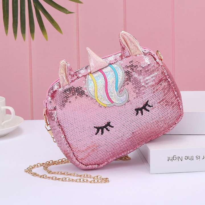 okji enterprises Pink Clutch Women Bling Glitter Mini Crossbody Unicorn Sequin Bag Handbags For Girls Multicolor Price in India Flipkart