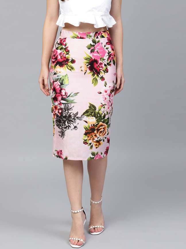 Ladies floral pencil skirt best sale