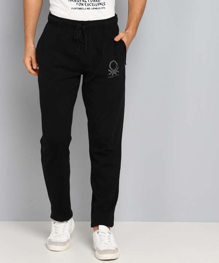 United Colors of Benetton Solid Men Black Track Pants