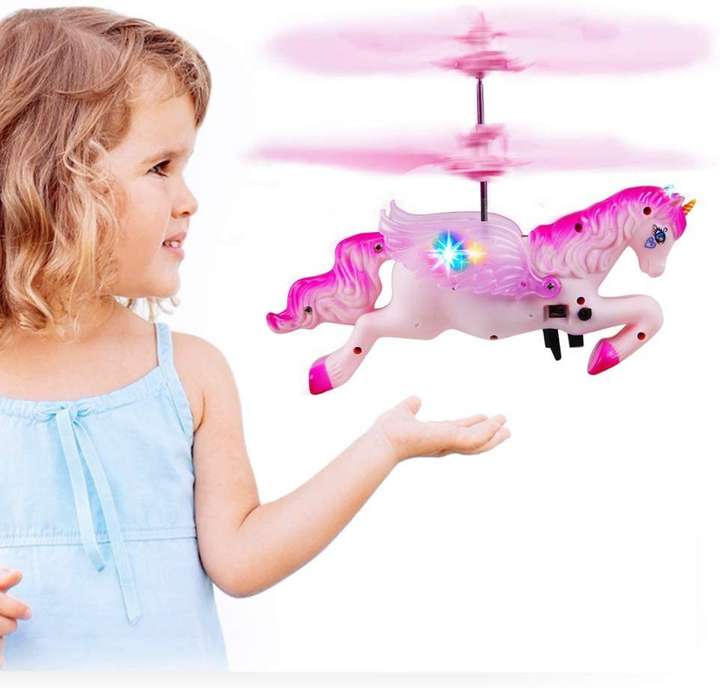 Maruti Flying Unicorn Toys Gifts for Girls Age 6 7 8 9 14 Years Old Pink Mini Hand Control Flying Helicopter Unicorn Fairy Doll Toys Flying Unicorn Toys Gifts for Girls Age