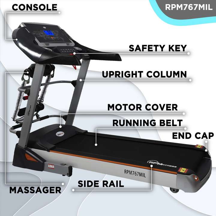 RPM Fitness by Cultsport RPM767MIL 5 HP Peak Power with Free Installation Auto Inclination Treadmill