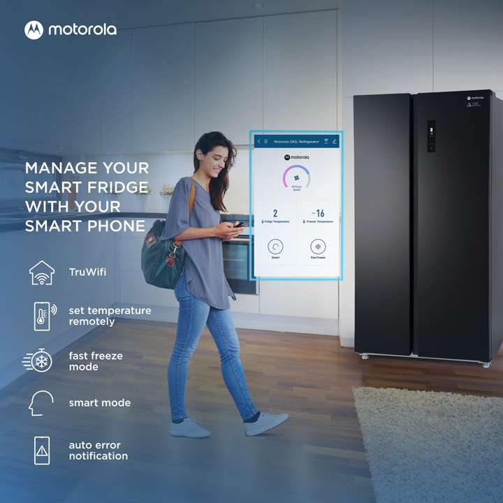 Motorola 592 L Smart Wifi Enabled Frost Free Side by Side Refrigerator