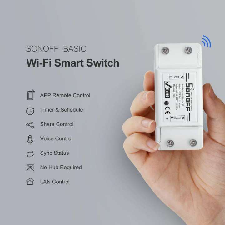 Sonoff Basic R2 WiFi Switch - Smart Wifi Switch for Home Automation, Smart  WiFi Wireless Switch, 10A 2200W, Compatible with Alexa, Google Home, Free  App Support Android & iOS Smart Switch Price