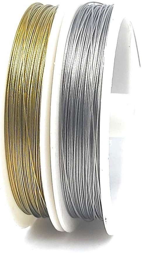 AN Sunshine Gear Wire Combo Golden Silver Colour for Jewelry Making Beading Other Craft Art Projects Pack of 2 Rolls Gear Wire Combo Golden Silver Colour for