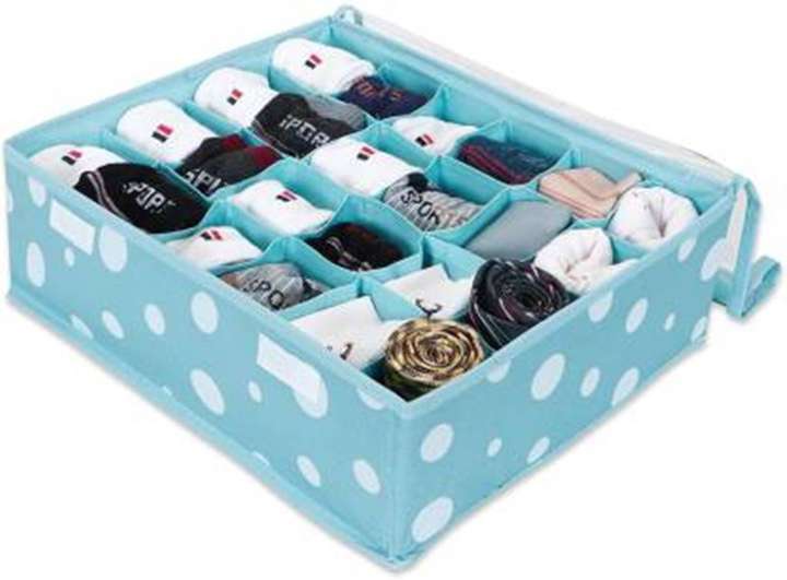 S.V.Enterprises 24 Compartments Undergarment Organizer Storage Box with Lid for Drawers Bra Socks Tie Lingerie Organizer for Wardrobe Blue Price in India Flipkart
