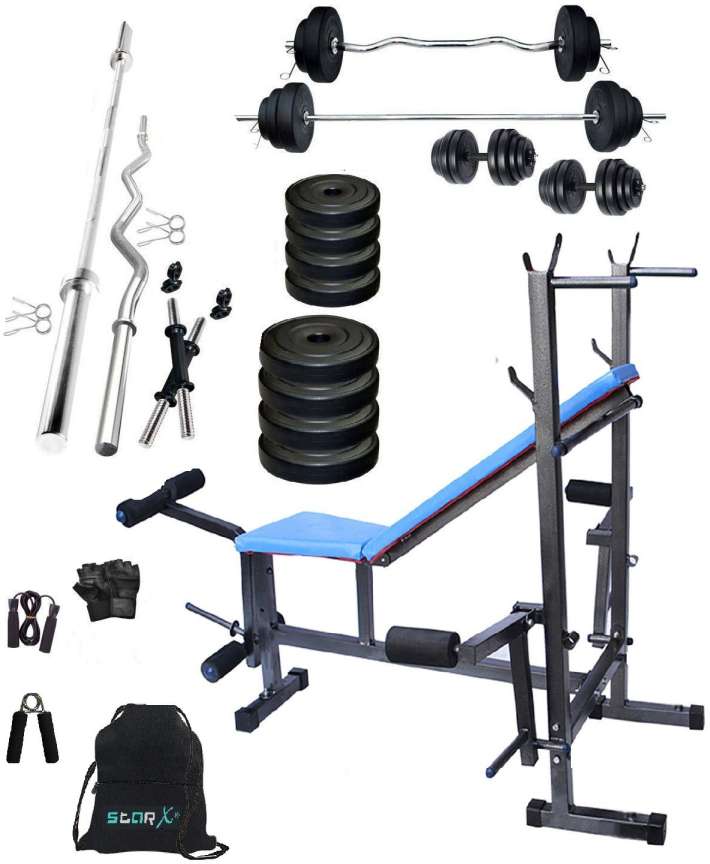 STARX 100 kg PVC s 100Kg s Home Gym Combo With 8 in 1 Exercise Bench Home Gym Combo Price in India Buy STARX 100 kg PVC s 100Kg s Home Gym Combo With 8