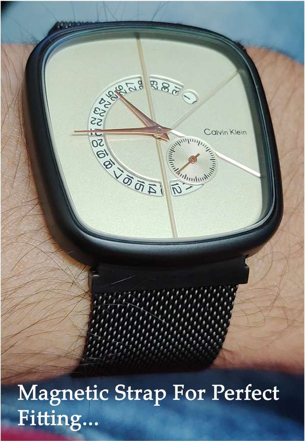 Buy BLUETAG Ck Watch Square Calvin Klein White Dial Black Magnetic Metal Strap Watch With Date On Display Analog Watch For Men Women Highly Premium Look Online at Best Prices in India Flipkart