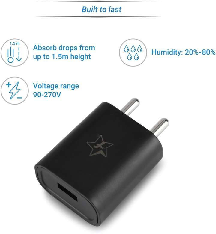 Flipkart SmartBuy 10W Fast Charger Compatible with Vivo Oppo Gionee Xiomi Redmi realme infinix POCO iphone Samsung Mi devices MicroUSB Cable
