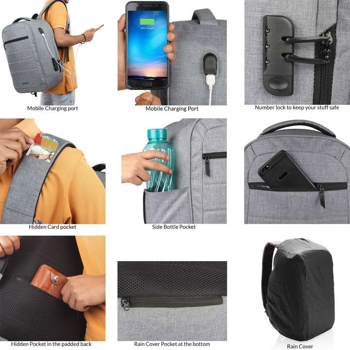 NOVEX Anti Theft 20 L Laptop Backpack Grey Price in India Flipkart