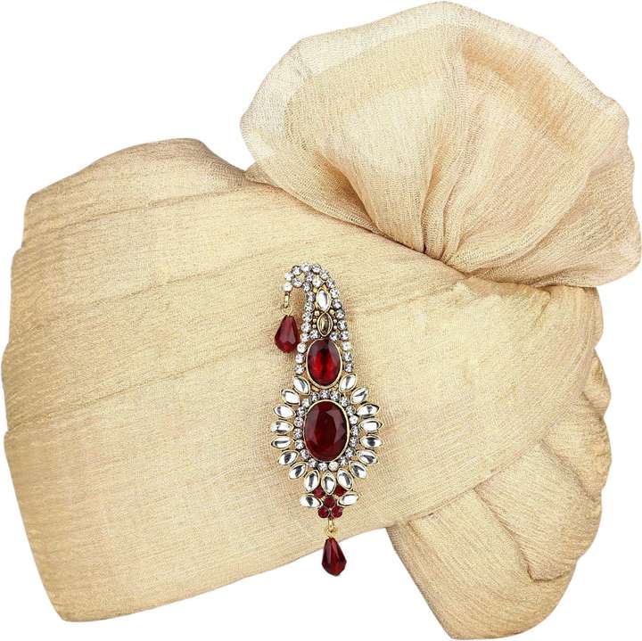 Sanjog Golden Plated Red Stone Classy Safa Kalangi For Groom men Brooch Price in India Buy Sanjog Golden Plated Red Stone Classy Safa Kalangi For Groom men Brooch online at Flipkart