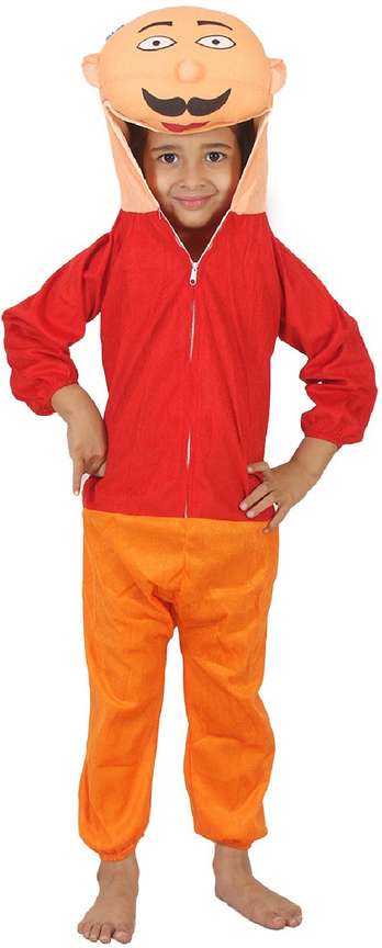 Madhulika Animation cartoon motu patlu s character Motu fancy dress costume for School Annual function Theme Parties Fancy Dress Competition Stage Shows for Kids 4 6 years Shoulder to Bottom Length 36...