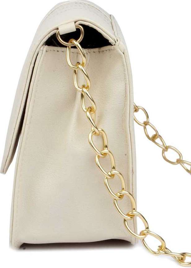 KANAKFASHION White Sling Bag New Stylish Sling Bag And Ladies Purse For Women Ladies Under Leather Sling Bag With Golden chain For Girls Cream Price in India Flipkart