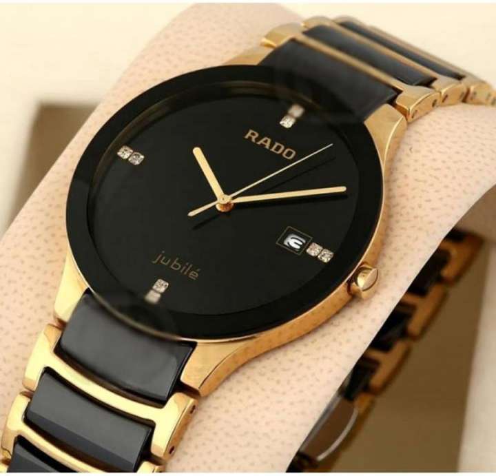 RADO Analog Watch For Men Women Buy RADO Analog Watch For Men Women Centrix Jubile RDO Mens Gold Plated Stainless Steel Bracelet Date Window Watch Online at