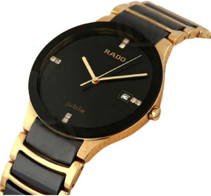 RADO Analog Watch For Men Women Buy RADO Analog Watch For Men Women Centrix Jubile RDO Mens Gold Plated Stainless Steel Bracelet Date Window Watch Online at