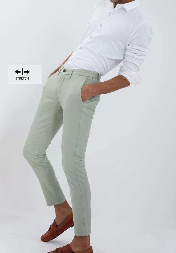 Green pants and white shirt online