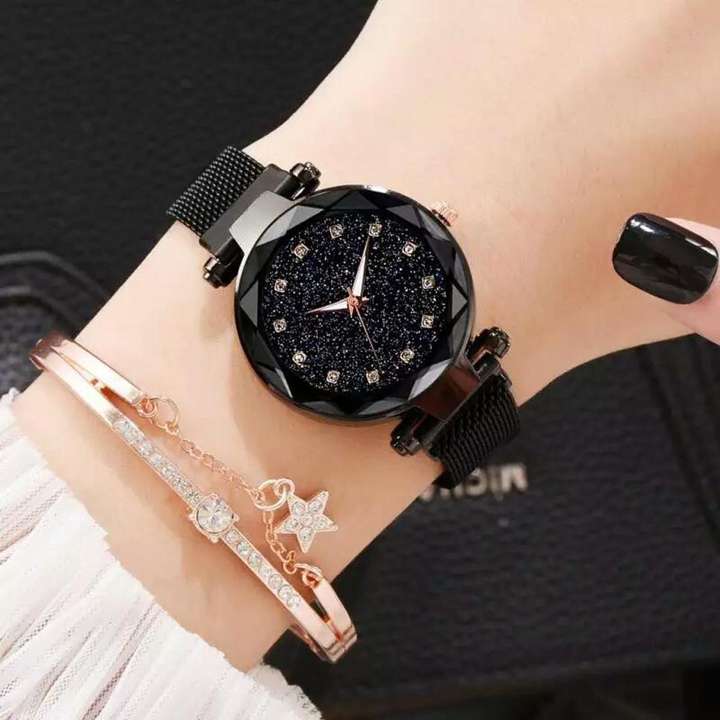 Kovonsh Analog Watch For Women For Women Fancy Bracelet Black Women Watches Ladies Wrist Watch for Girls Style Analog Fashion Female Watch With Metal Mash Strap Stylish Girls Watch New Model 2020 Onli...