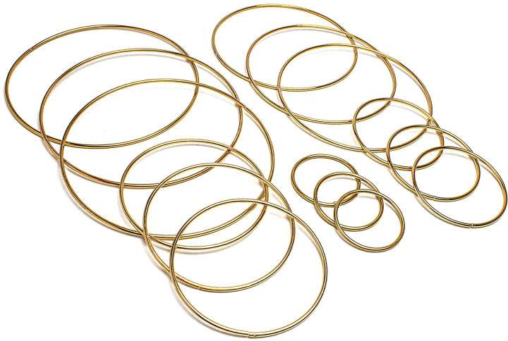 DILNAZ ART 15 Piece Gold Metal Hoop Craft Rings. Bulk Ring Sizes That Include 2 3 4 5 and 6 Inch Diameter and. Perfect for Macrame Dreamcatcher Embroidery Wreaths and More