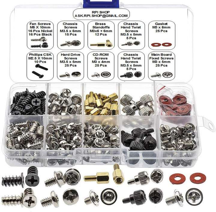 RPI SHOP Nut Bolt Set 179 pcs Screw Kit For PC Computer Screw Standoffs Screws for Hard Drive Computer Case Motherboard Fan Power Graphics Price in India Buy RPI SHOP Nut Bolt Set 179 pcs Screw Kit Fo...