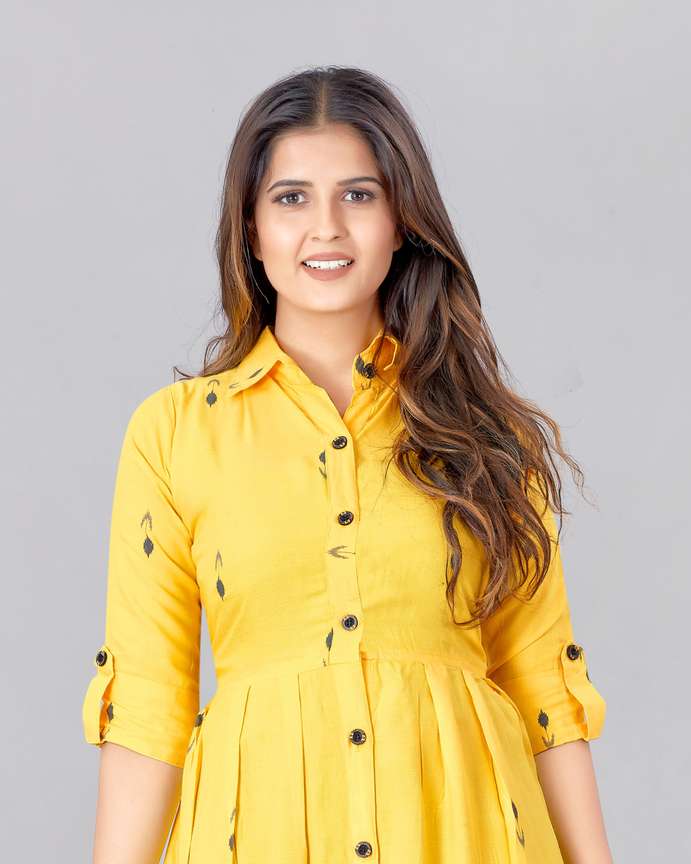 Yellow button up dress cheap
