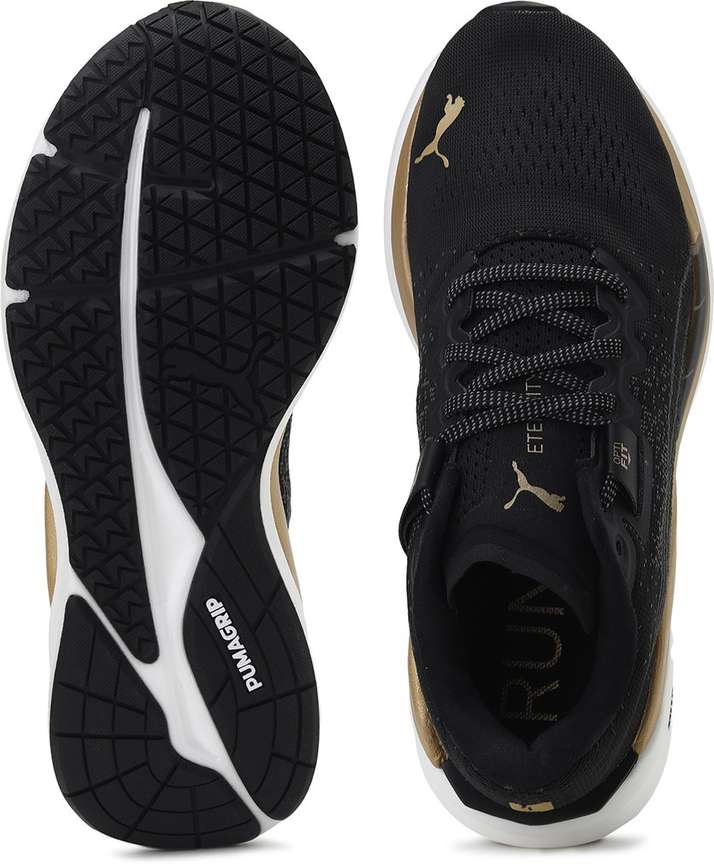 Puma black and gold running shoes hot sale