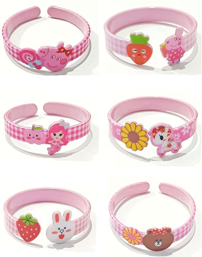 RosaStella Baby Girls Pink Plastic Bracelet Pink Floral Printed Bracelet Awareness Bracelets Bangle Bracelets Party Birthday Pack OF 6 Hair Band Price in India Buy RosaStella Baby Girls Pink Plastic B...