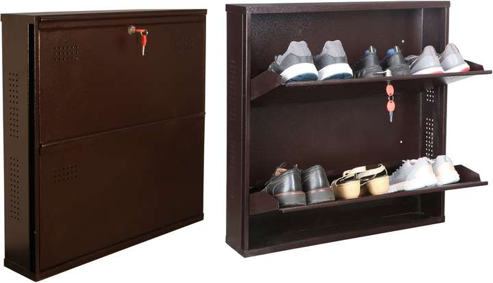 Steel shoe rack with lock sale