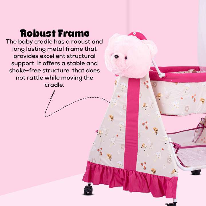 baybee Fluffy Cradle for Baby Swing Jhula for Baby with Mosquito Net Baby Cradle Baby Jhula with Removable Storage Basket Newborn Baby Crib Cradle for Baby Upto 2 Years Buy