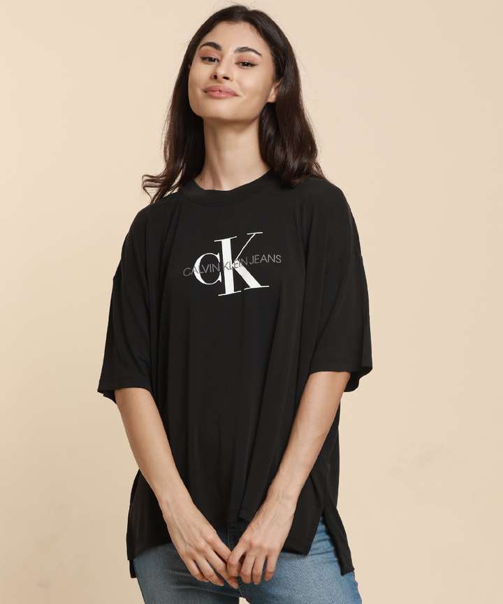 Calvin Klein Jeans Printed Women Round Neck Black T Shirt Buy Calvin Klein Jeans Printed Women Round Neck Black T Shirt Online at Best Prices in India Flipkart