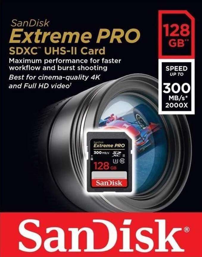 SanDisk Extreme Pro 128 GB SDHC UHS-I Card Class 10 300 Mbps 