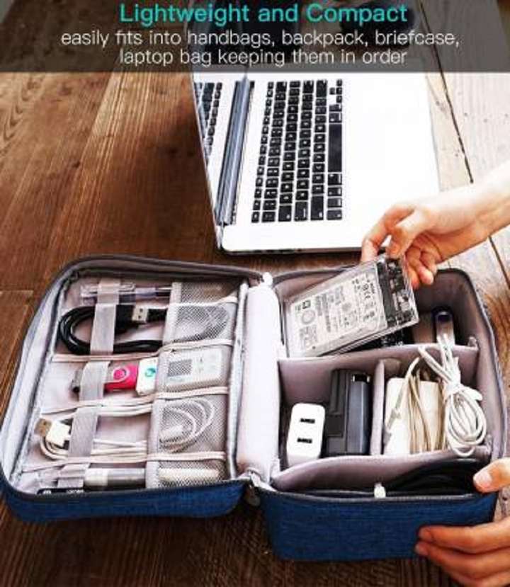 GaxQuly Electronics Accessories Organizer Bag Universal Carry Travel Gadget Bag for Cables Plug and More Perfect Size Fits for Pad Phone Charger Hard Disk Dark Blue Price in India Flipkart