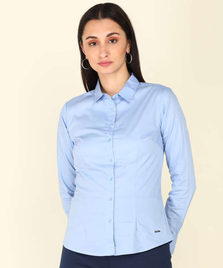 VAN HEUSEN Women Solid Formal Light Blue Shirt Buy VAN HEUSEN Women Solid Formal Light Blue Shirt Online at Best Prices in India Flipkart