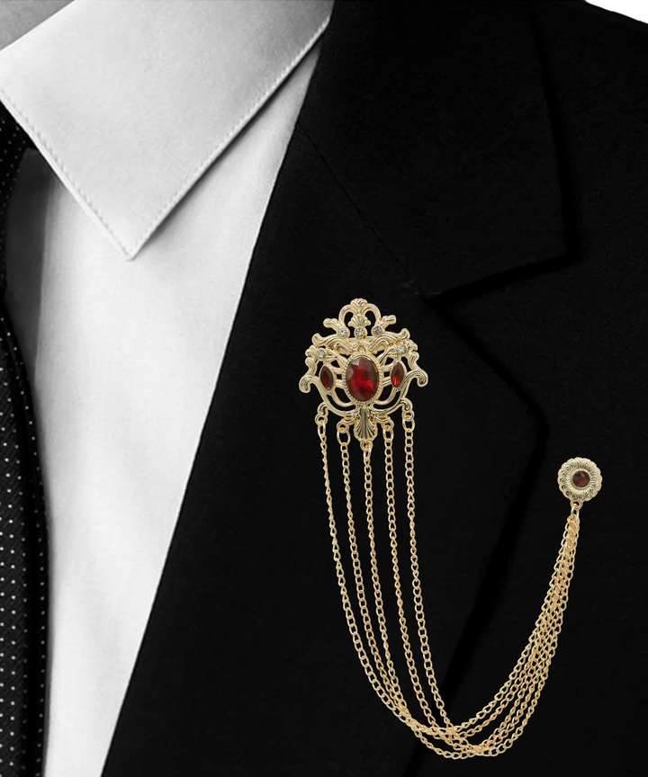 Adorn Golden Long Chain Maroon Rhinestone Suit Coat Brooch For Men Brooch Price in India Buy Adorn Golden Long Chain Maroon Rhinestone Suit Coat Brooch For Men Brooch online at Flipkart
