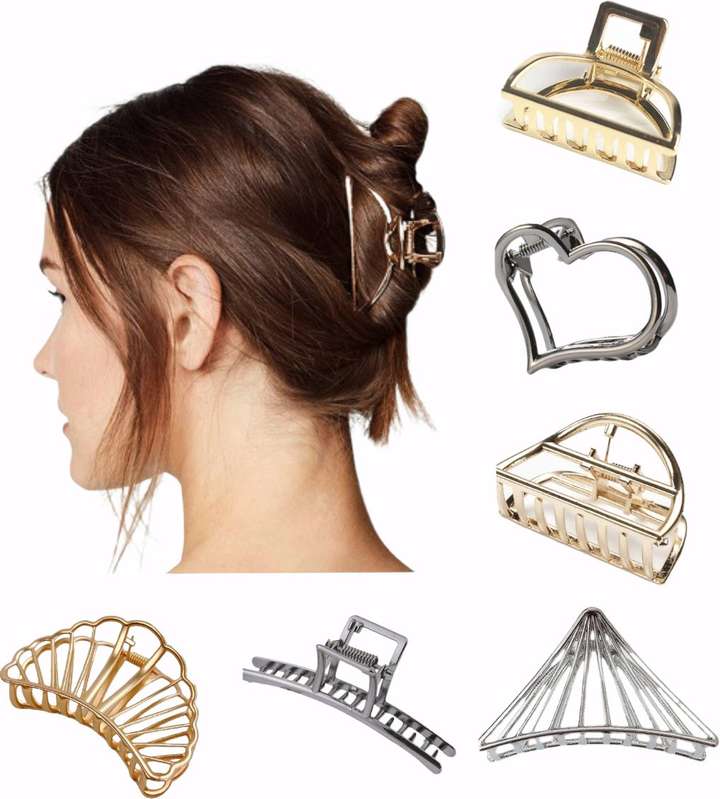 ANNA CREATIONS 6 Pcs Korean Style Vintage Big Metal Hair Claw Cat Ears Geometric Hair Clip Clutches Hairpin Flower Barrette Jaw Clamp Hair Accessories For Women Girls Hair Claw Price in India