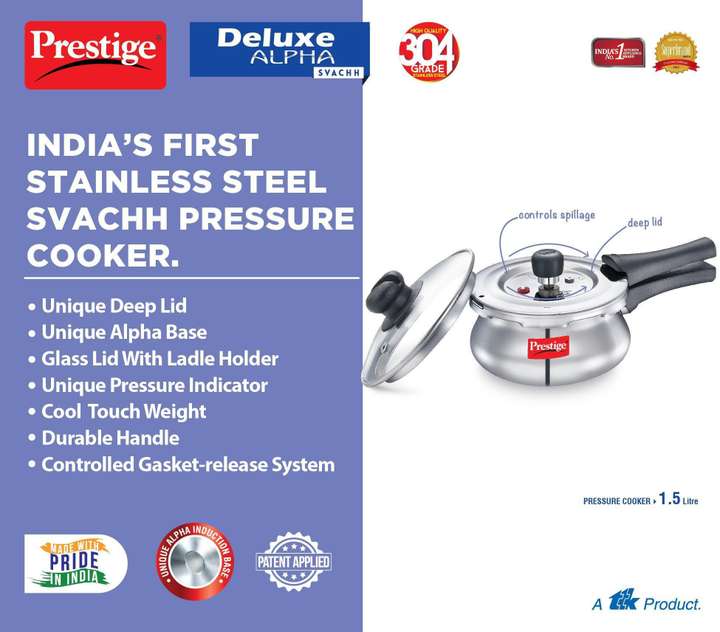 Prestige 1.5 L Outer Lid Induction Bottom Pressure Cooker Price in India Buy Prestige 1.5 L Outer Lid Induction Bottom Pressure Cooker online at Flipkart