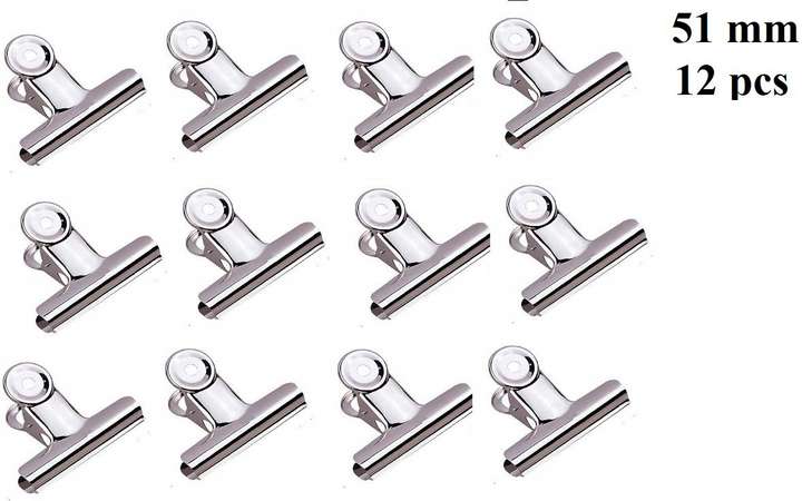 Flipkart True Ally Big 51 mm 2inch Size Paper Round Binder Bulldog Clip clamp for Office Home School Institutions Pack of 12 Clips Stainless Steel 51 mm Steel Bulldog clip