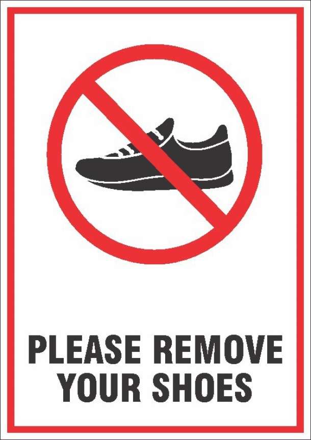 NS INVENTIVENESS Remove Your Shoes Here Sign PVC Sticker Portrait A5 6 inch X 8 inch Emergency Sign Price in India Buy NS INVENTIVENESS Remove Your Shoes Here