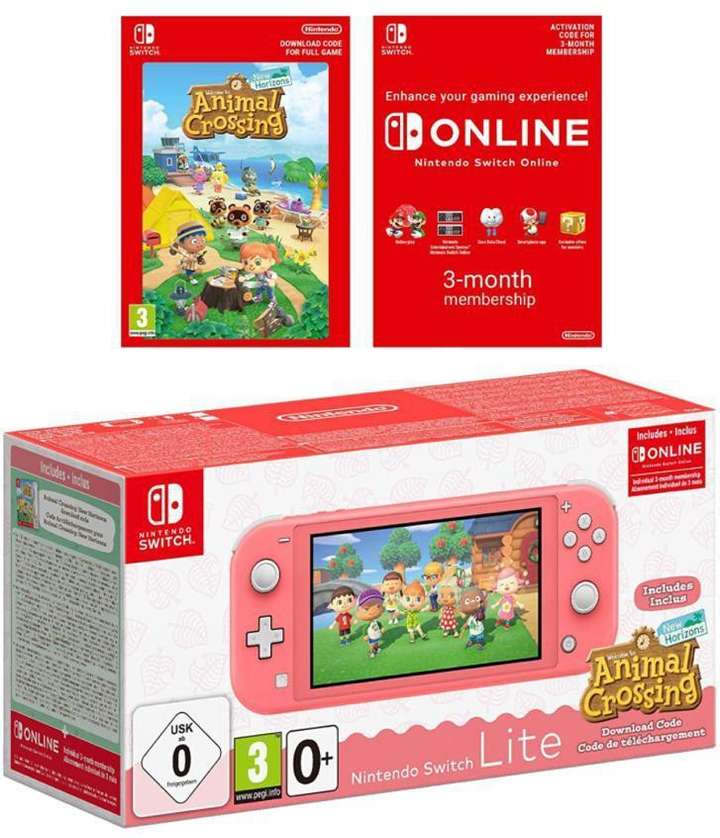 NINTENDO Switch Lite Coral with Animal Crossing: New Horizons 32 